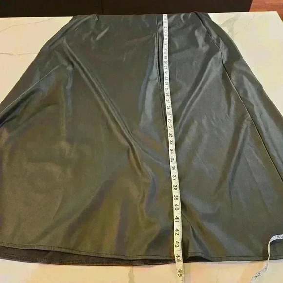Womens Faux Leather Front Slit Maxi A Line Skirt Black Size XL - Picture 5 of 9